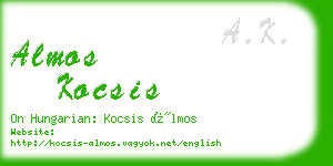 almos kocsis business card